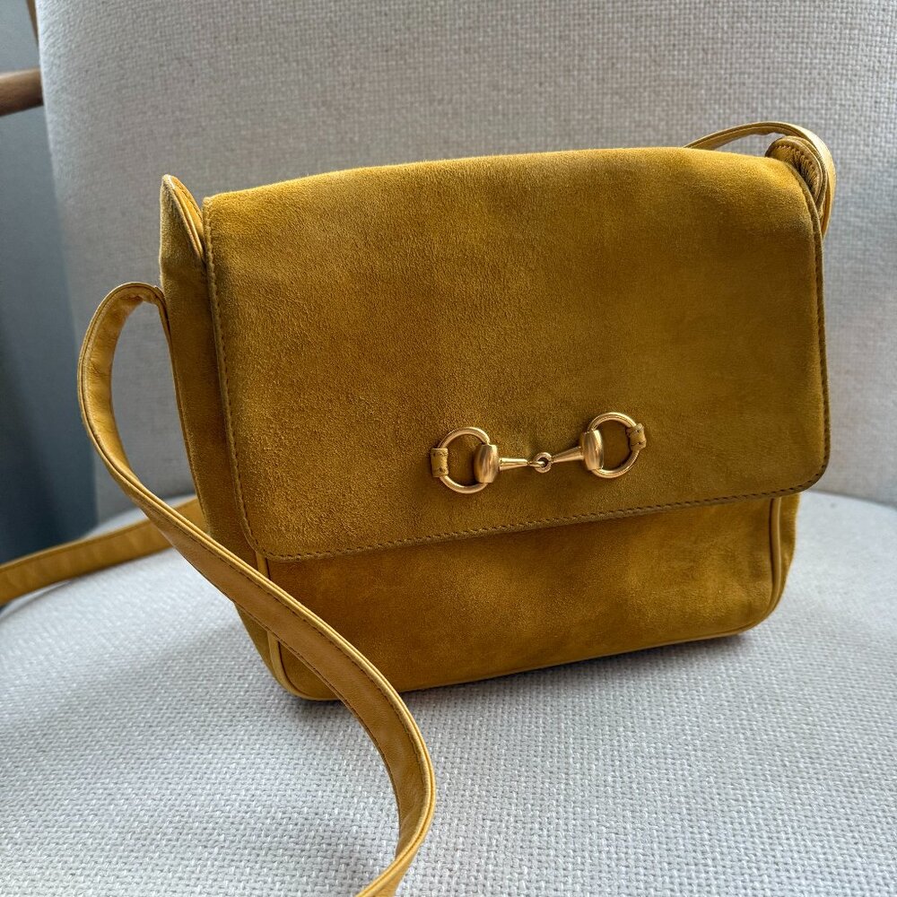 Vintage Gucci 1955 Horse-bit yellow leather & suede cross body - Picture 3 of 10